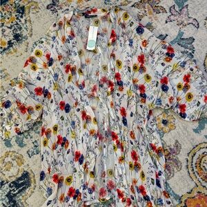 Floral Chiffon Kimponp Blouse with Multicolor Design